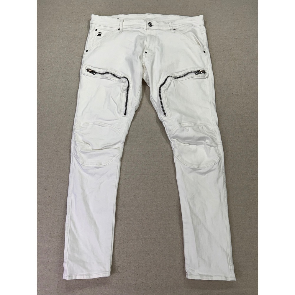 G-Star RAW Air Defence Zip Skinny Jeans Men's 38x32 White Tactical Cargo Pants